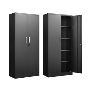 Uchance đen kim loại tủ tập tin với có thể khóa cửa & có thể điều chỉnh Kệ thép tổ chức cho nhà để xe, văn phòng hoặc nộp hồ sơ sử dụng - Product Image 1