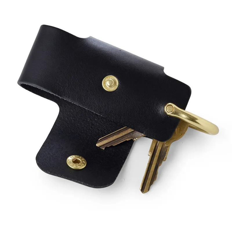 High quality simple design men key holder organizer real leather key case with solid brass fixings