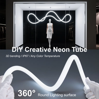Tube LED néon flexible 360° pour lustre DIY, pliable 3D, étanche IP67, bande néon flexible 25mm, blanc chaud/froid/naturel
