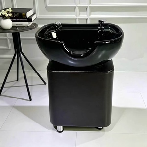 Lavacabezas de Cerámica Negra para Salón de Belleza, Unidad de Lavado de Cabello, Lavabo Moderno para Baño - Product Image 5