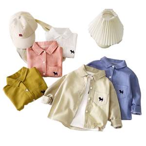 Nouvelle chemise à manches longues pour enfants en coton, col rabattu, garçons et filles, broderie de chien mignon, veste décontractée - Product Image 1