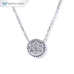 Tianyu personnalisé 14k/18k pendentif en or blanc incolore collier de fiançailles en diamant de laboratoire pour dame - Product Image 1