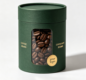 บรรจุภัณฑ์กาแฟแบบย่อยสลายได้ทางชีวภาพเกรดอาหาร OEM สำหรับเมล็ดกาแฟ บรรจุในหลอดกระดาษพร้อมหน้าต่างมองเห็นได้ บรรจุภัณฑ์กล่องกระดาษหรูหราเป็นมิตรกับสิ่งแวดล้อม - Product Image 1