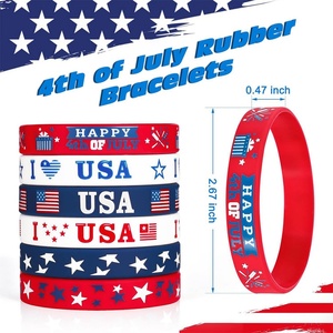 Youmigift Wholesale Usa Flag Bracelet Eco-friendly Custom Text Letter Logo Rubber Bracelet American Flag Silicone Wristband - Product Image 4