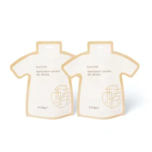 Kantong plastik kunci ritsleting dengan Logo kustom kantung berdiri cairan deterjen isi T Shirt kantong bentuk khusus