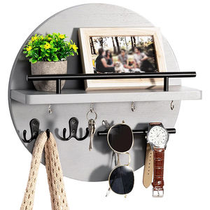 Llavero de madera Estante decorativo de pared-Ganchos para organizador de <span class=keywords><strong>correo</strong></span> de entrada Baño Sala de estar para bolsa Almacenamiento de ropa Metal - Product Image 3