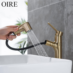 <span class=keywords><strong>Robinet</strong></span> de lavabo de salle de bain à tirage numérique, moderne et luxueux, en céramique de la ville de Kaiping, avec noyau en laiton, finition or brossé, montage sur plan - Product Image 4