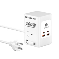 Stop Kontak Listrik Harga Terjangkau PD 100W Gan 4 Port USB Pelindung Lonjakan Arus 110-250V AC Kabel Ekstensi 2m Colokan AU