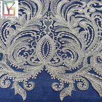 Koleksi 2022New Kain Bordir Chantilly Payet Bunga 3D Tulle Mewah Pesta Wanita Kain Bordir Tali Pernikahan Putih