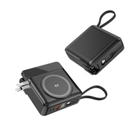 Batteries externes portables 2026 de 20000 mAh, mini, avec prise secteur, charge rapide 22,5 W et câbles intégrés