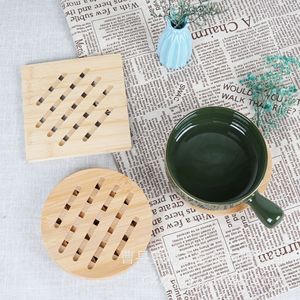 <b>Bamboo</b> Heat Insulation Mat Square Round Hollowed Out <b>Table</b> Pad For Kitchen Protection - Product Image 4