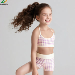 ชุดกีฬาลายสก็อตเสื้อครอปท็อปและสั้นชุดออกกำลังกายแบบระเหิดสำหรับเด็กผู้หญิงชุดออกกำลังกายสำหรับไปโรงเรียนเต้นรำ - Product Image 1