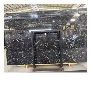 Phiến đá cẩm thạch hóa thạch màu đen với thiết kế bông tuyết đánh bóng bề mặt tính năng chống thấm nước để sử dụng khách sạn - Product Image 1