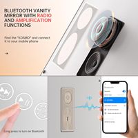 Miroir de Maquillage Carré Autonome en Métal et Verre avec 15 Lumières LED, Interrupteur Tactile Bluetooth, Grossissant, Personnalisable OEM/ODM