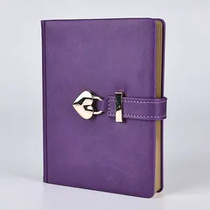 Supplier Guarantee Quality Vintage Leather Heart Shaped Lock A5 B6 Cute Locked Secret Diaries Journal Notebook For Women