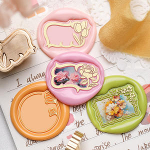 Sellos de Cera de la Serie Plant Border con Cabezas de Cobre, Diseños Clásicos de Hojas y Mariposas, Suministros para Manualidades de Boda - Product Image 2