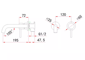 Robinet mural mural en laiton pour lavabo Robinet <span class=keywords><strong>mitigeur</strong></span> en céramique à poignée unique pour salle de bain - Product Image 6