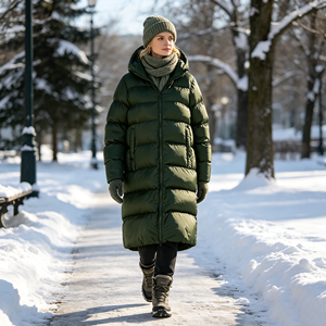 Ventes chaudes : <span class=keywords><strong>Doudoune</strong></span> longue personnalisée pour <span class=keywords><strong>femme</strong></span>, coupe-vent matelassée, idéale pour la <span class=keywords><strong>randonnée</strong></span>, le ski et le camping, avec capuche, thermique, 90/10 duvet de canard - Product Image 1