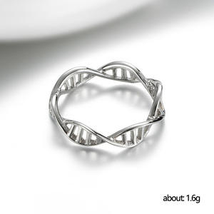 Anelli di Moda F1259 in Lega Placcata Oro Rosa, Anello di Fidanzamento Unisex con Design DNA Senza Pietre - Product Image 5