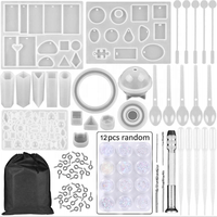 Kit de 94 pièces pour la fabrication de bijoux en résine, comprenant des moules en silicone et des outils, avec 12 paillettes, vente en gros