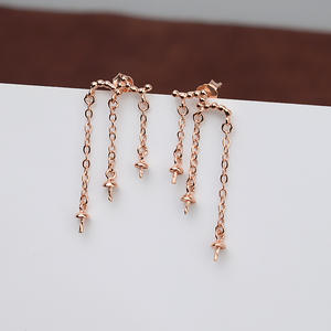 Boucle d'oreille en argent S925, grand modèle, 10-11 perles, boucle d'oreille pour femme, accessoires de bijoux DIY avec clou d'oreille, modèle 1102 - Product Image 4