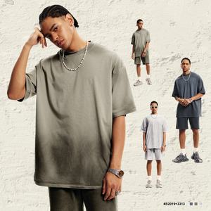 ชุดกางเกงขาสั้นแขนสั้นคอกลมทรงหลวมเปิดไหล่ปล่อยกรดชุดสตรีทแวร์ตามสั่ง - Product Image 3