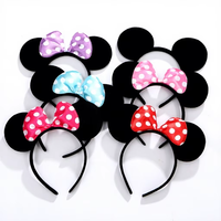Bando Kepala Telinga Tikus Bulat Motif Kartun Murah Grosir, Bando Kepala Telinga dengan Pita Polkadot untuk Anak Perempuan