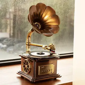 Gramophone Gramophone Phonograph Turntable Vinyl Record Player Home Decoration Built-in Bluetooth FM Radio USB Flash Drive Aux-in Jack