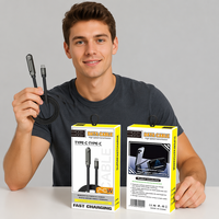 Support de téléphone pliable transfrontalier avec câble USB Type C à tête coudée de 1,5 mètre, entièrement compatible avec la charge rapide 240W