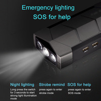 Démarreur de voiture portable haute puissance 12V 3000A courant de pointe 10000mAh, chargeur d'urgence, lumière LED, lumière SOS, marteau de sécurité, rapide
