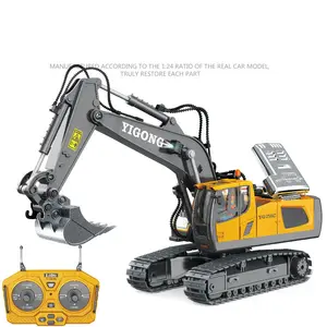 RC Trucks 2.4G 1:14 Big Alloy Simulation Light Music Bucket Excavator 22CH Vehicle Model Hobby Toys RC Excavator