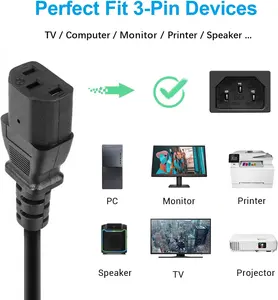 America Standard USA Ac Power Cord Free Sample 3pin Plug Us 3 Pin Power Cable For Computer