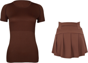 32 colori pronti per la spedizione traspirante anti anti-umidità <span class=keywords><strong>T</strong></span>-Shirt a vita alta plissettata da Tennis 2 pezzi set da donna - Product Image 4