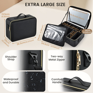 Professional <b>Makeup</b> Bag with <b>LED</b> <b>Mirror</b> Large Capacity <b>Makeup</b> Case Organizer with Adjustable Divider & Detachable Brush Holder - Product Image 6