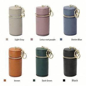 Custom Promotion Zipper Lipstick Case Genuine Leather Travel Cosmetics Bag Gift Keychain <b>Small</b> <b>Wallet</b> Storage Coin Purse Bag - Product Image 3