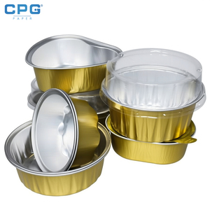 Bandeja Redonda Premium de Papel de Aluminio Dorado para Tartas con Borde Enrollado y Tapa a Juego, Contenedor de Papel de Aluminio Dorado para Catering de Bodas - Product Image 1