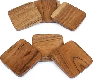 Posavasos de madera de nogal para taza de café, posavasos personalizado de Acacia, corcho, bambú, Oem, venta al por mayor