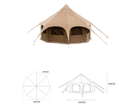 Tente de camping octogonale de luxe, style yourte, quatre saisons, double étage, une chambre, grande protection contre la pluie et le soleil, trou pour poêle