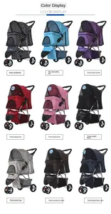 Cochecito de paseo ligero para mascotas pequeñas y medianas, carrito Universal para perros y gatos, triciclo plegable, jaula para mascotas para las cuatro estaciones