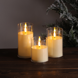 Matti của nhựa ngà dẫn trụ cột nến đám cưới điều khiển từ xa pin hoạt động nhấp nháy <span class=keywords><strong>Flameless</strong></span> dẫn nến - Product Image 3