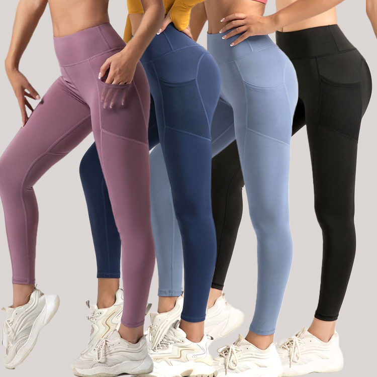 Tummy Control Sports Lift Plus Size Pants Stretch High Waist Logo Gym Fitness Workout Women Custom Yoga Leggings With Pocket