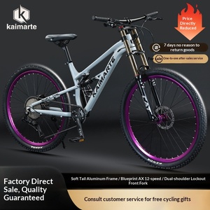 Vélo de montagne tout-terrain 27,5/26 pouces avec fourche à ressort hydraulique en aluminium, suspension souple, absorption des chocs, 12 vitesses, capacité de charge 120 kg, suspension souple 120 Ri - Product Image 5