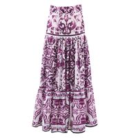 Ensemble robe mi-mollet vintage en coton/polyester, style occidental élégant, bleu et blanc, inspiré de la porcelaine, à manches courtes pour l'été