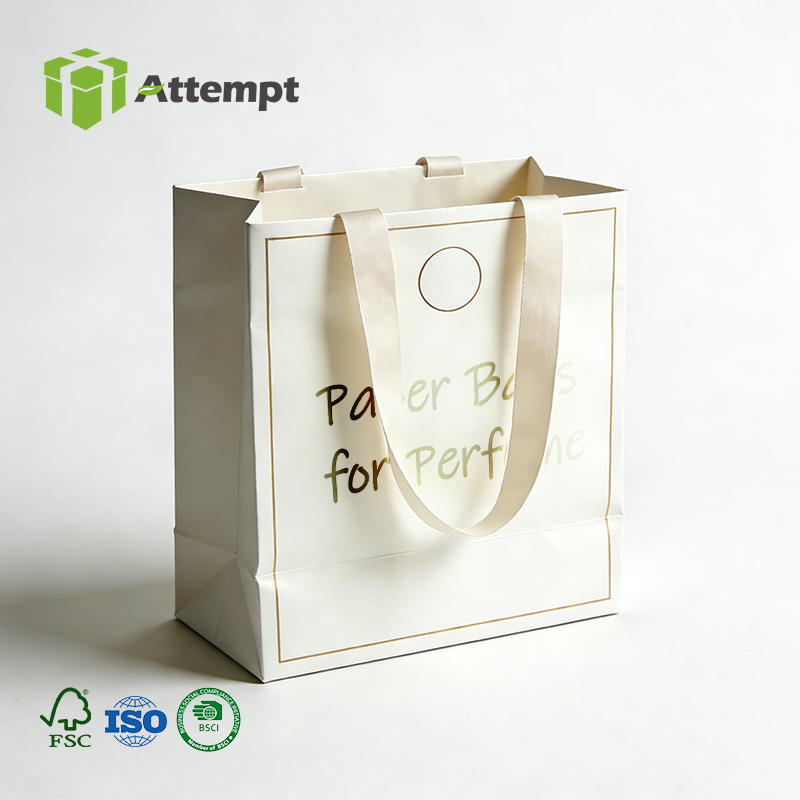 Custom Luxury Eco-Friendly White Paper Laminated Cosmetic Packaging Bags for Perfume Mascara & Blush