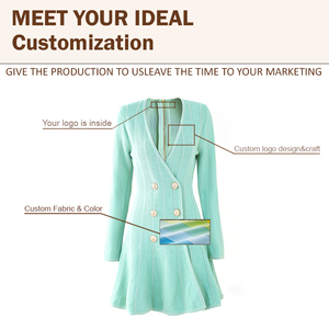 2025 primavera nuovo <span class=keywords><strong>abito</strong></span> in maglia francese mondana con scollo a V a maniche lunghe <span class=keywords><strong>doppiopetto</strong></span> Slim Fit con orlo in foglia di loto - Product Image 3