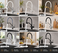 Robinet de cuisine monotrou à poignée unique, à poser sur comptoir, avec cartouche céramique, commande sans contact, pour eau potable directe, usage hôtelier