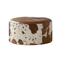 Pouf en similicuir, repose-pieds doux et moelleux à imprimé vache, tabouret rembourré pour canapé, lit et mobilier – Vente en gros