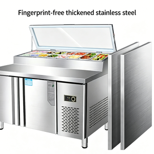 Refrigerador comercial <span class=keywords><strong>de</strong></span> doble temperatura para mostrador <span class=keywords><strong>de</strong></span> preparación <span class=keywords><strong>de</strong></span> ensaladas, sándwiches y pizzas con exhibidor - Product Image 5