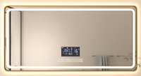 Custom European Style LED Digital Display Smart Bathroom Mirror, 5mm Shatterproof Tempered Glass