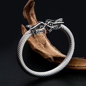 Yunnique – bracelet en acier inoxydable avec tête de Dragon pour hommes, fil d'argent tibétain, bijoux cadeaux - Product Image 3